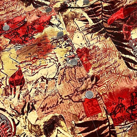 ★ ELCC Boho Hawaiian Tapestry Print Women’s Cropped Denim Jacket ★ - Picture 6 of 7